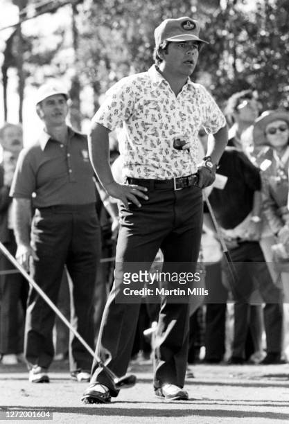 American professional golfer Lee Trevino looks on after his shot during the 1973 Jackie Gleason Inverrary-National Airlines Classic on February 22,...
