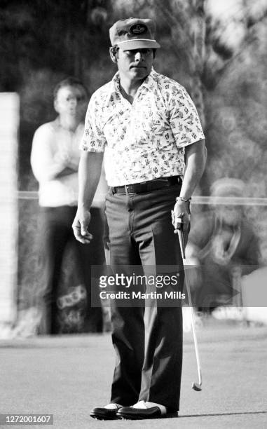 American professional golfer Lee Trevino follows his putt during the 1973 Jackie Gleason Inverrary-National Airlines Classic on February 22, 1973 at...
