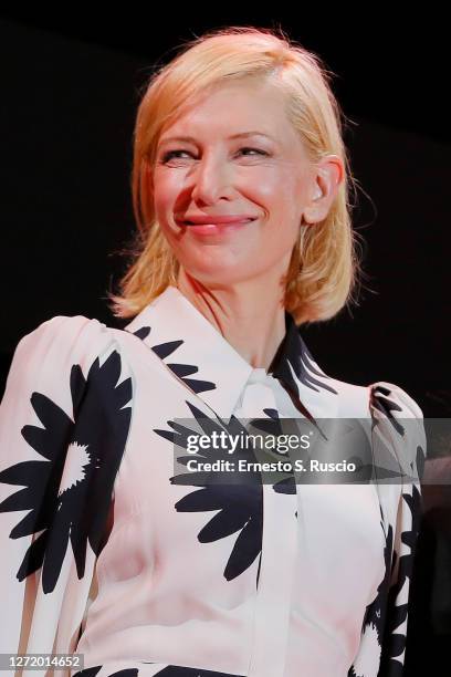 Cate Blanchett is seen at Campari Boat Cinema ““Mrs America”” mini-series screening during 77 Venice Film Festival on September 11, 2020 in Venice,...