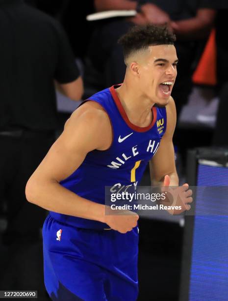 Michael Porter Jr. #1 of the Denver Nuggets reacts during the fourth quarter against the LA Clippers in Game Five of the Western Conference Second...