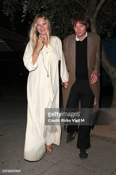 Kate Moss and Nikolai von Bismarck seen celebrating designer Kim Jones birthday party at Laylow on September 11, 2020 in London, England.