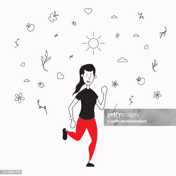 frau laufen - women's track stock-grafiken, -clipart, -cartoons und -symbole