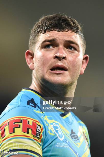 Ashley Taylor of the Titans looks on after the round 18 NRL match between the Gold Coast Titans and the Brisbane Broncos at Cbus Super Stadium on...