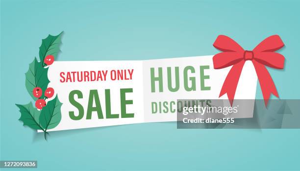 ilustraciones, imágenes clip art, dibujos animados e iconos de stock de holly christmas sale store banners pegatinas - sombra paralela