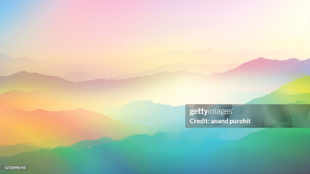 Background Abstract Misty Mountain Range Colourful Wallpaper Digital Art Gradiant Pastel Dramatic Backdrop