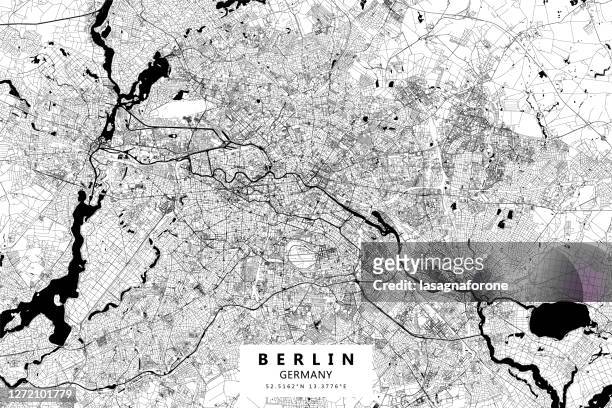 ilustraciones, imágenes clip art, dibujos animados e iconos de stock de mapa vectorial de berlín, alemania - latitud