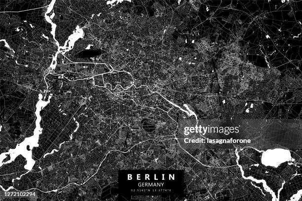 berlin, deutschland vektorkarte - abstract aerial stock-grafiken, -clipart, -cartoons und -symbole