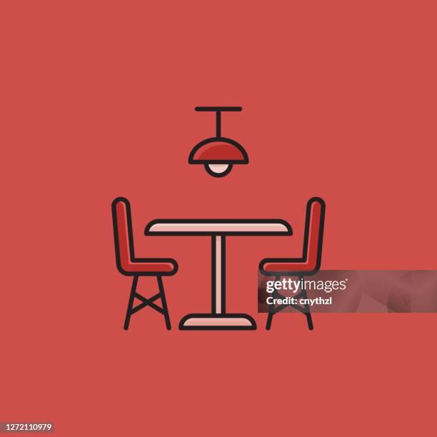 flat line design style dining table icon, outline symbol vector illustration - dining table stock illustrations