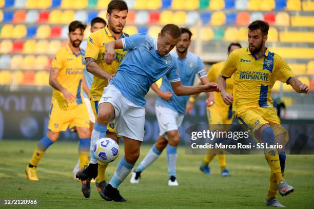 Lucas Leiva of SS Lazio defends the ball during the Pre-Season friendly match between Frosinone Calcio and SS Lazio at Stadio Benito Stirpe on...