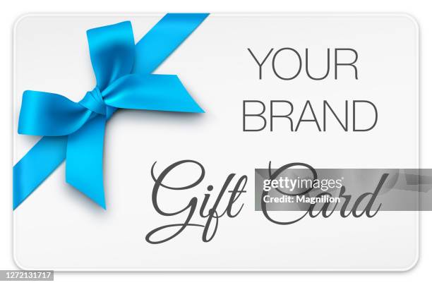 gift card with blue bow - gift ribbon stock illustrations