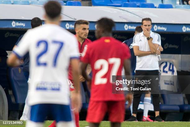 Zaragoza's coach Ruben Baraja during the friendly match between Real Zaragoza and Getafe at the Romareda stadium on September 12, 2020 in Zaragoza,...