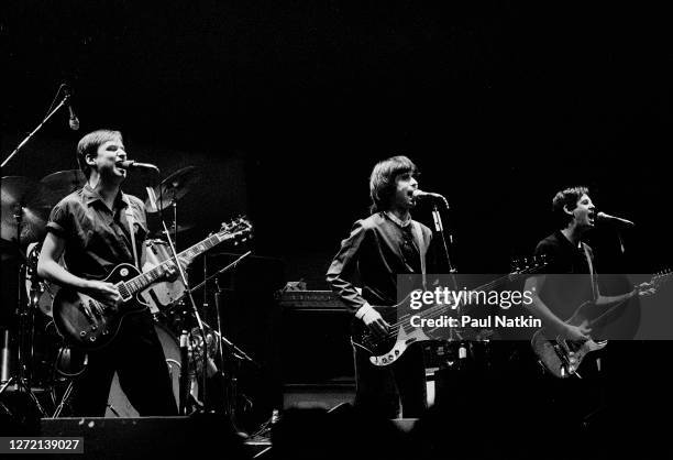 British New Wave group XTC performs onstage the Park West, Chicago, Illinois, February 8, 1980. Pictures are Andy Partridge, Colin Moulding, and Dave...