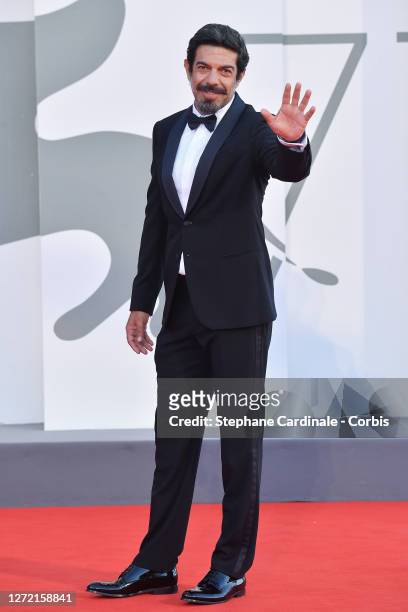 Pierfrancesco Favino walks the red carpet ahead of closing ceremony at the 77th Venice Film Festival on September 12, 2020 in Venice, Italy.