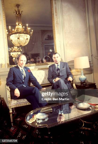 Canadian Prime Minister Pierre Trudeau meets with Belgian Prime Minister Leo Tindemans in Brussels, October 23, 1974.