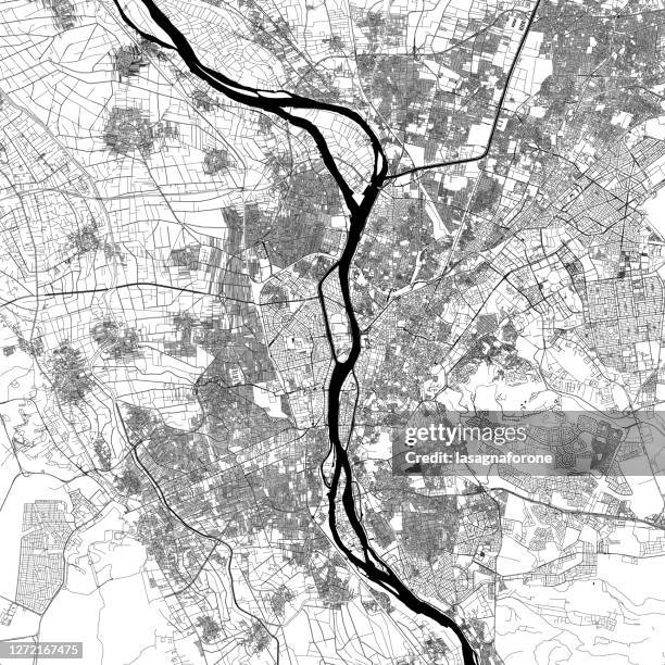 giza / cairo, egypt vector map - nile river stock illustrations