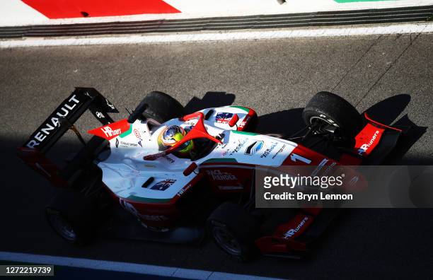 Championship winner Oscar Piastri of Australia and Prema Racing drives in the Pitlane after the Formula 3 Championship Second Race at Mugello Circuit...