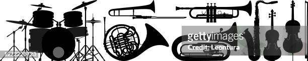 musikinstrument silhouetten - tuba stock-grafiken, -clipart, -cartoons und -symbole