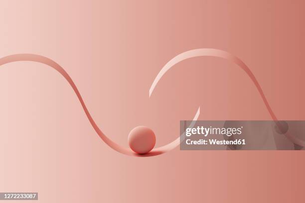 ilustraciones, imágenes clip art, dibujos animados e iconos de stock de three dimensional render of orange sphere rolling down orange ribbon - paralelo