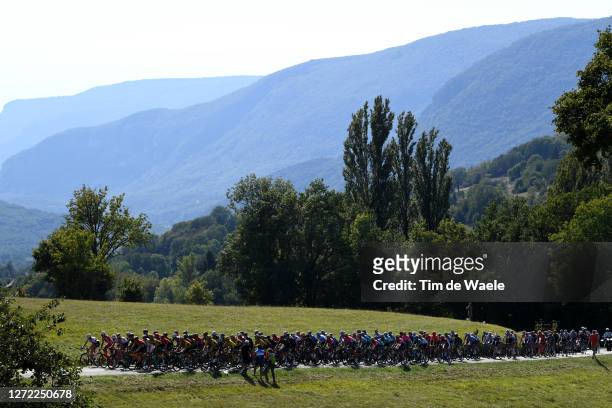 Montée de la Selle de Fromentel / Peloton / Landscape / Mountains / during the 107th Tour de France 2020, Stage 15 a 174,5km stage from Lyon to Grand...
