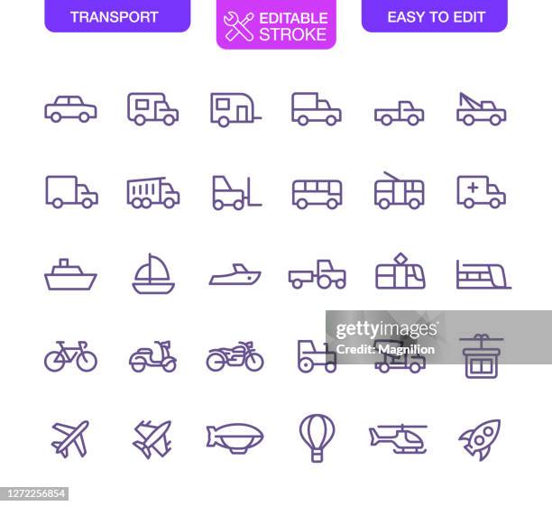 illustrations, cliparts, dessins animés et icônes de les icônes de la ligne de transport définissent un trait modifiable - scooter