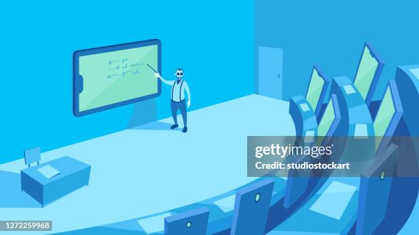 e-learning and online education - back to school covid stock illustrations