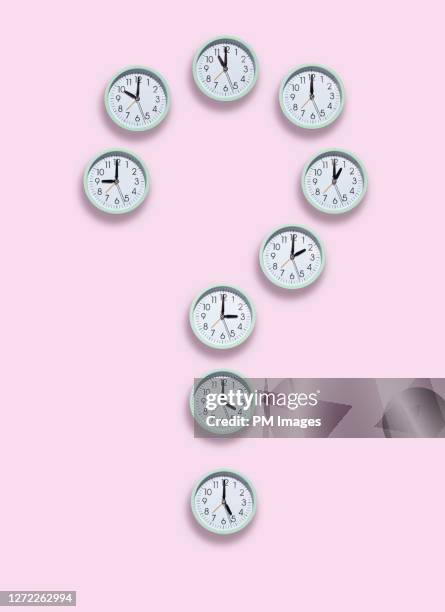 question mark of clocks - different clocks stock pictures, royalty-free photos & images