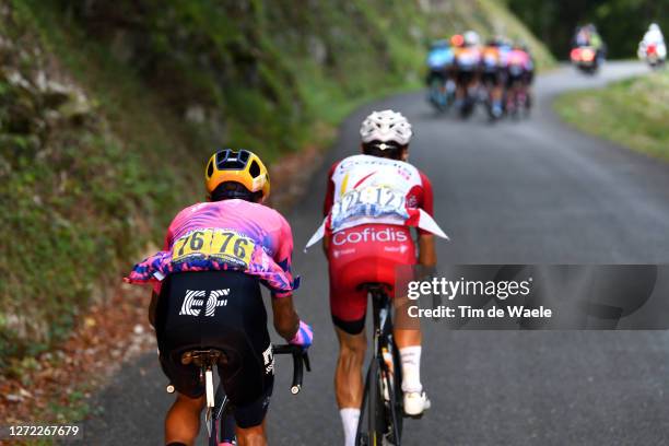 Daniel Felipe Martinez Poveda of Colombia and Team EF Pro Cycling / Guillaume Martin of France and Team Cofidis Solutions Credits / during the 107th...