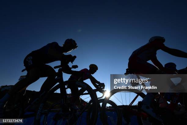 Silhouette / Peloton / during the 107th Tour de France 2020, Stage 15 a 174,5km stage from Lyon to Grand Colombier 1501m / #TDF2020 / @LeTour / on...