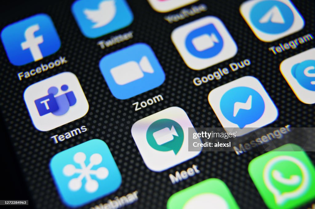 Videokonferenz Social Media Icons Internet App Anwendung