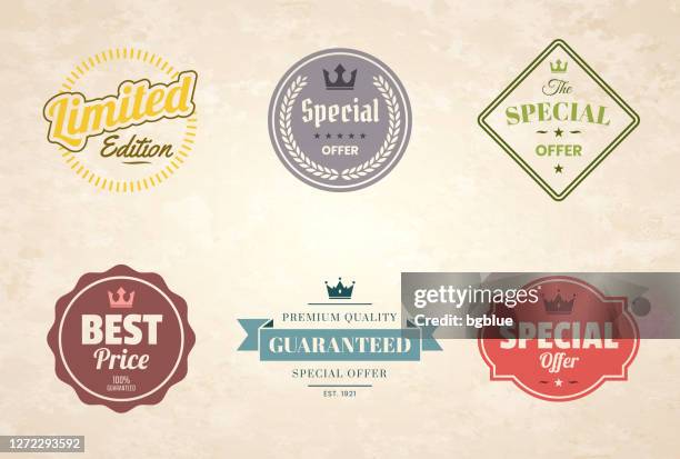 set of "special offer" colorful vintage badges and labels - design elements - limited edition stock illustrations