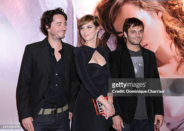 Director Rémi Bezançon, Actress Louise Bourgoin and Actor Pio Marmai attend "Un Heureux Evenement" premiere at UGC Cine Cite Bercy on September 26,...