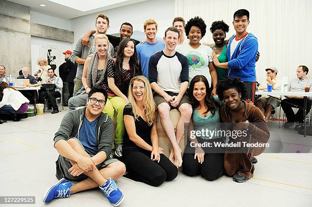 The cast of Godspell attends the "Godspell" Broadway rehearsal at the Ballet Hispanico Rehearsal Studios on September 26, 2011 in New York City.