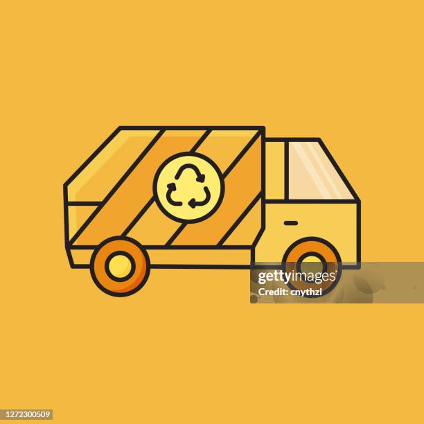 flat line design style garbage dump icon, outline symbol vector illustration - garbage pile stock illustrations