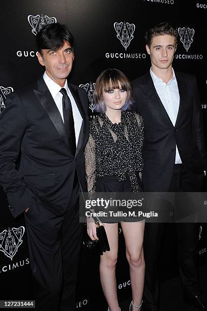 Gucci CEO Patrizio di Marco, actors Emily Browning and Max Irons attend the Gucci Museum opening on September 26, 2011 in Florence, Italy.