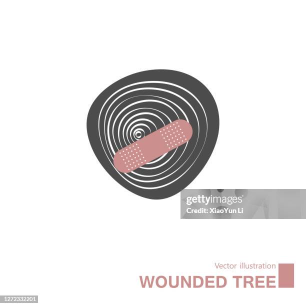 injured tree stump. - wooden stick stock illustrations