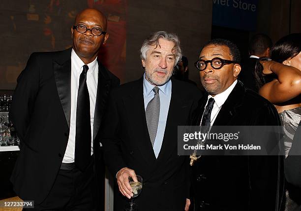 Actor Samuel L. Jackson, actor Robert De Niro, and director Spike Lee attend the Multicultural Benefit Gala to Celebrate "An Evening of Many...