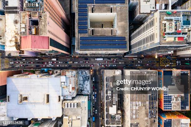 industrial architecture at kwun tong, hong kong - city top view imagens e fotografias de stock