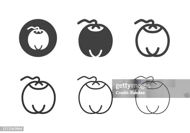 coconut icons - multi series - green coconuts stock illustrations