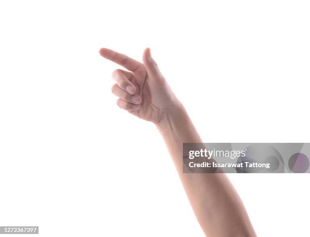Pointed Object Touch Females Hand Touching Or Pointing To Something Isolated On White ...