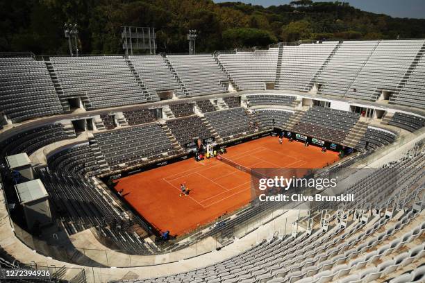 General view during the round one match between Felix Auger-Aliassime of Canada and Filip Krajinovic of Serbia during day one of the Internazionali...