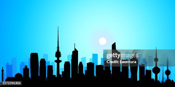 kuwait city (all buildings are complete and moveable) - kuwait landmark stock illustrations