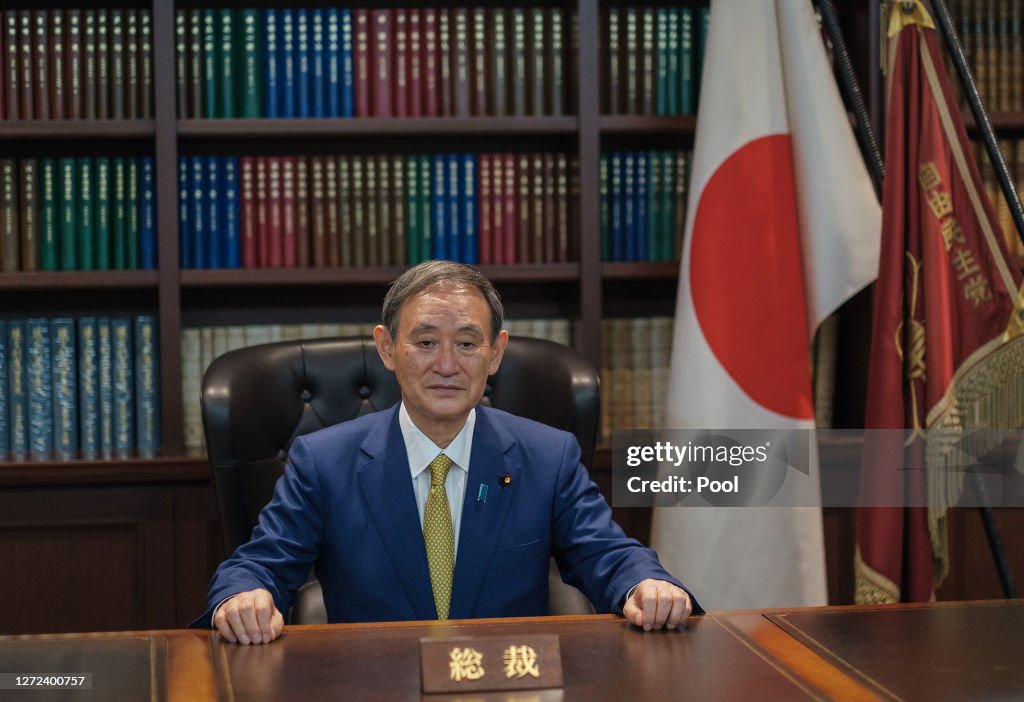 Yoshihide Suga Portrait Session After Winning Japan's Ruling Party Leadership Election