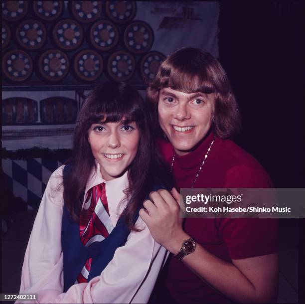 Karen Carpenter and Richard Carpenter of The Carpenters, photo session in Tokyo, Japan, 2nd June 1972.