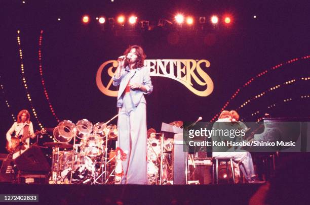 The Carpenters perform on stage at Nippon Budokan, Tokyo, Japan, 31st May 1974. Karen Carpenter, Richard Carpenter.
