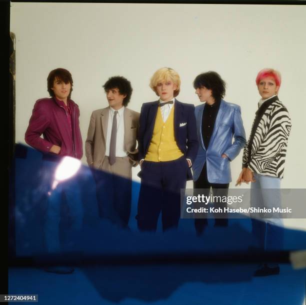 English new wave band Japan, photo session at a photo studio in Tokyo, Japan, March 1980. Steve Jansen ,Rob Dean , David Sylvian ,Richard Barbieri...