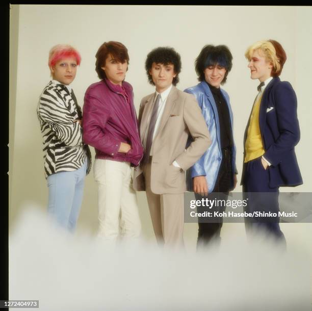 English new wave band Japan, photo session at a photo studio in Tokyo, Japan, March 1980. Mick Karn ,Steve Jansen ,Rob Dean , Richard Barbieri ,David...