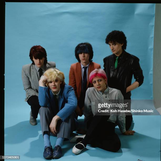 English new wave band Japan, photo session at a photo studio in Tokyo, Japan, March 1980. Steve Jansen , David Sylvian ,Richard Barbieri , Mick Karn...