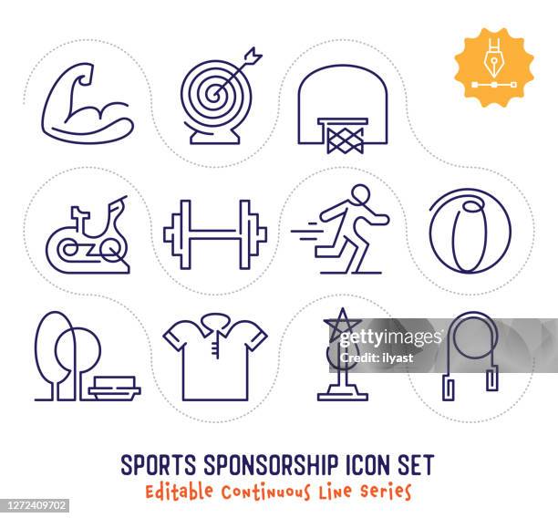 sports sponsorship editable continuous line icon pack - run icon editable stroke stock illustrations