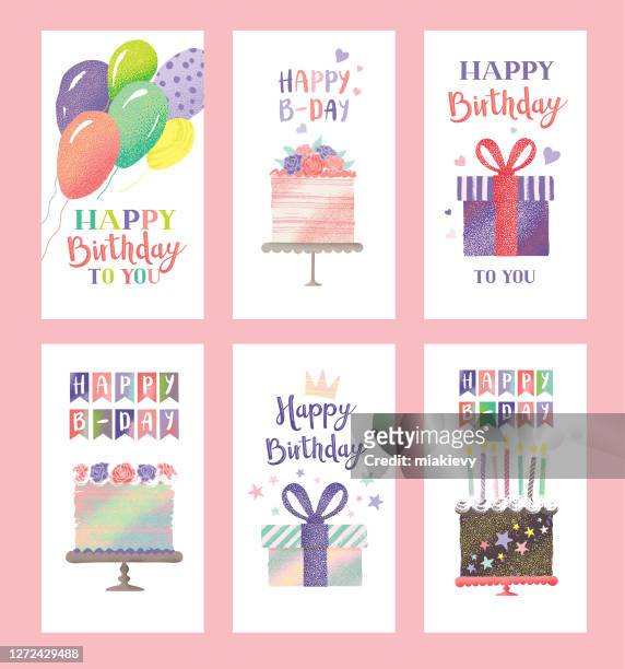 happy birthday cards - cakestand stock illustrations