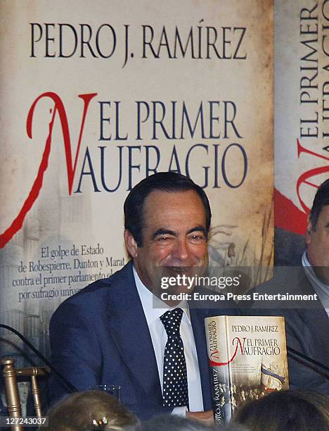 Parliament Speaker Jose Bono attends the presentation of the book 'El primer naugrafio' written by the editor of Spanish newspaper El Mundo, Pedro J....